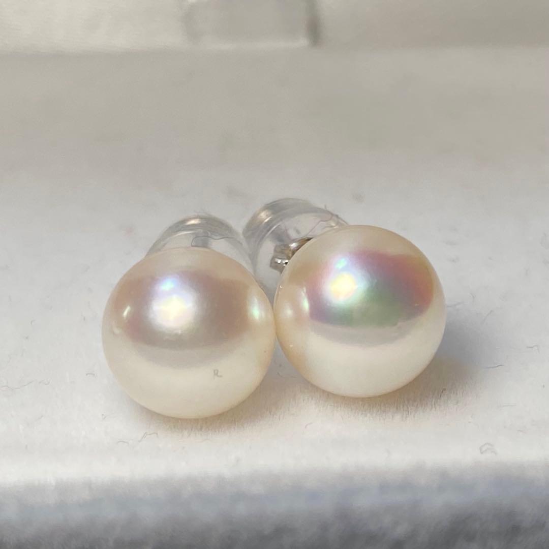 NONさま専用　　【8.2ミリ花珠】パールピアス　あこや真珠　最高級　プラチナ