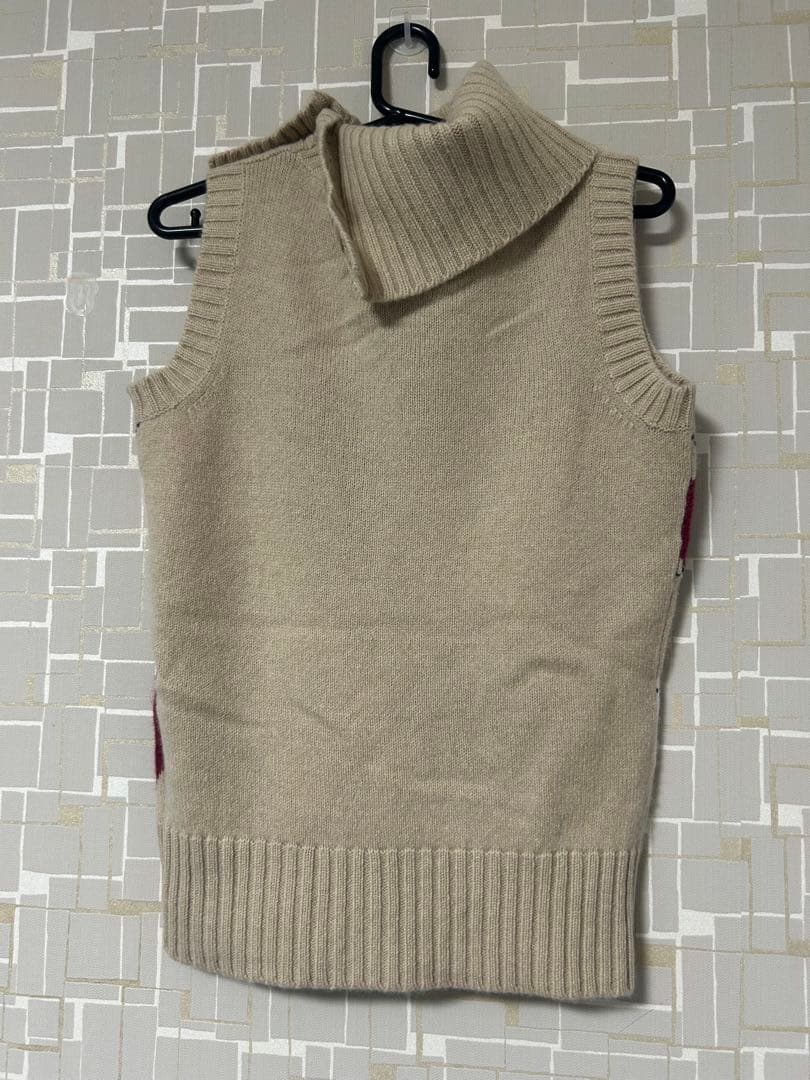 Burberry アーガイル　タートルネック　ノースリーブ　ニット