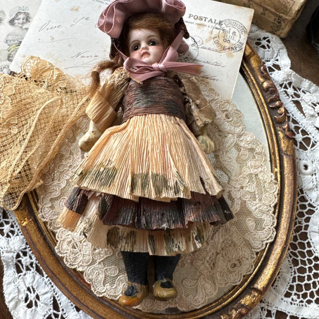 アンティークミニョネット　ビスクヘッドドール　フレンチミニョネット