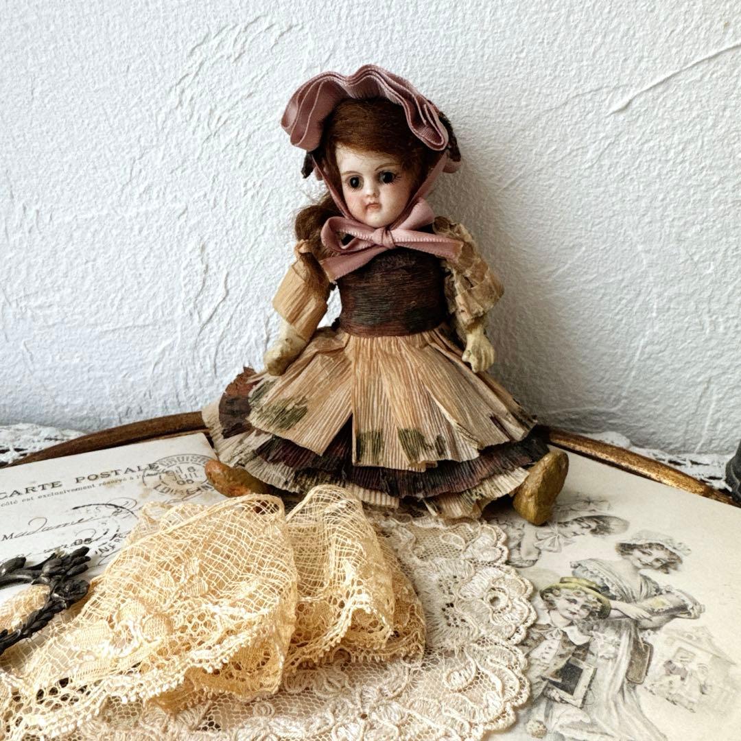 アンティークミニョネット　ビスクヘッドドール　フレンチミニョネット