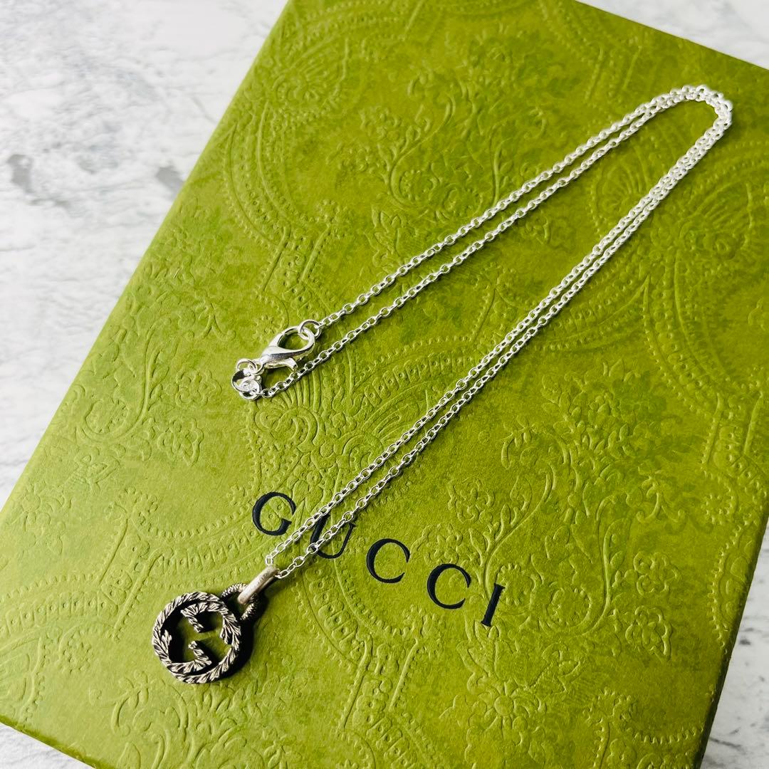 【極美品✨】GUCCI ネックレス インターロッキングG アラベスク 燻加工