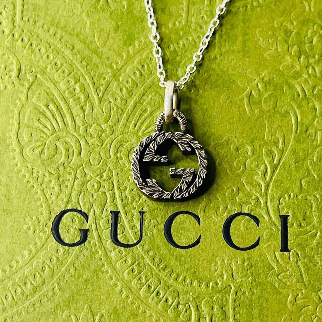 【極美品✨】GUCCI ネックレス インターロッキングG アラベスク 燻加工