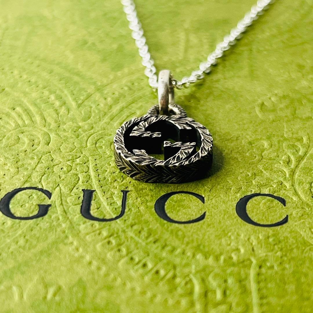 【極美品✨】GUCCI ネックレス インターロッキングG アラベスク 燻加工