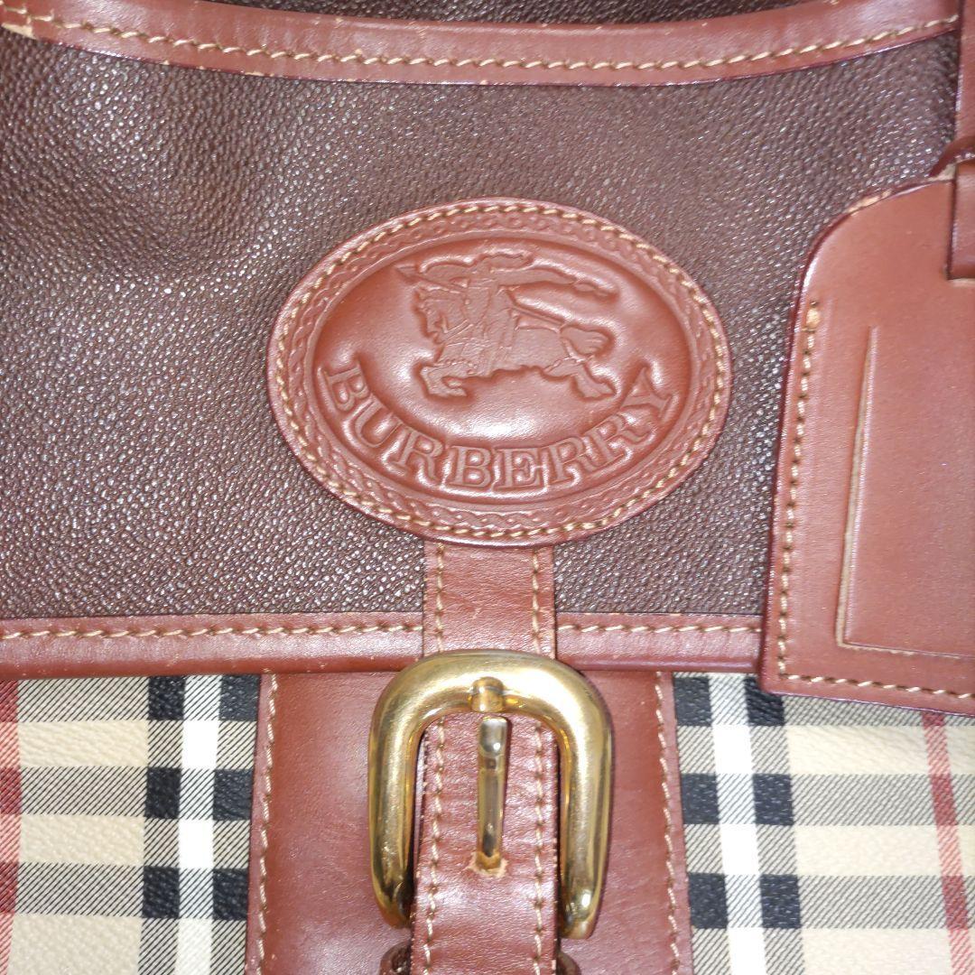 【人気のレザー＆ノバチェック】BURBERRY ボストンバッグ 肩かけ有