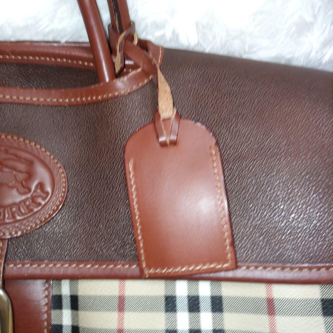 【人気のレザー＆ノバチェック】BURBERRY ボストンバッグ 肩かけ有