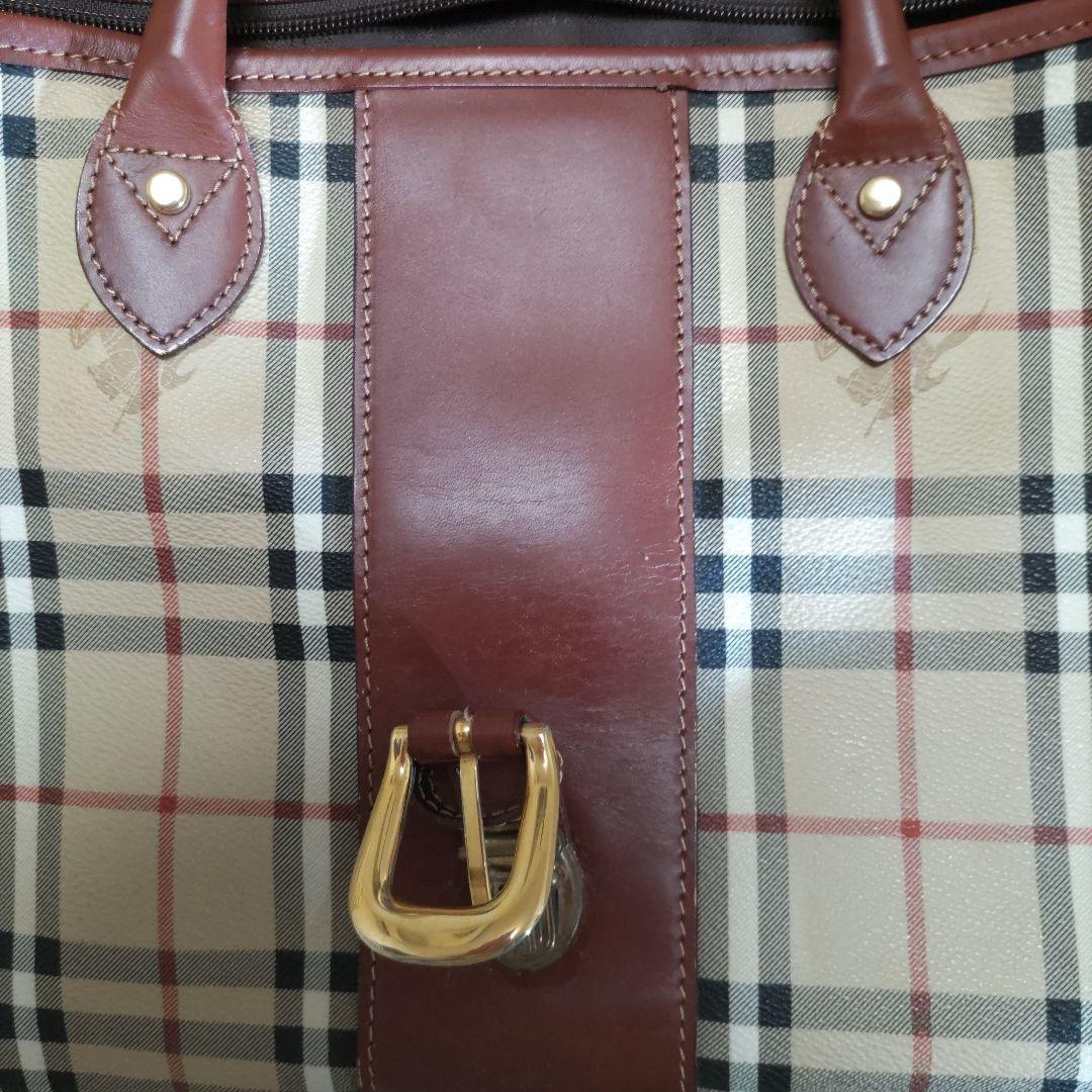 【人気のレザー＆ノバチェック】BURBERRY ボストンバッグ 肩かけ有