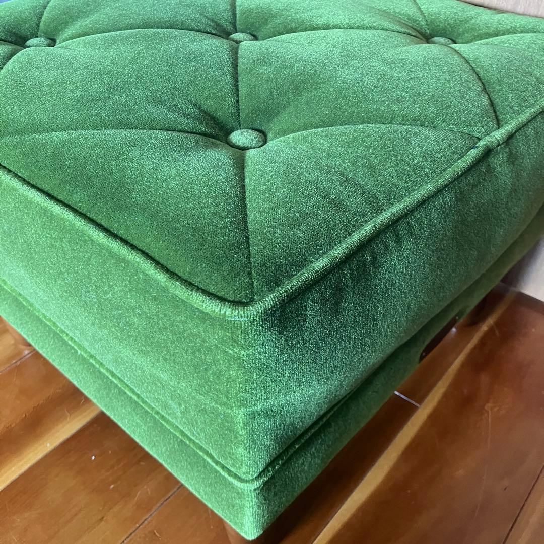 カリモク60 モケットグリーン オットマン ウォールナット