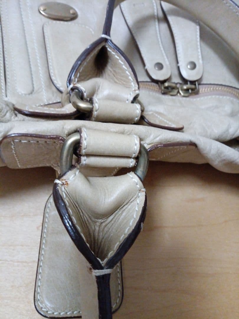 クロエベイレザー ベージュ レザー ハンドバッグ