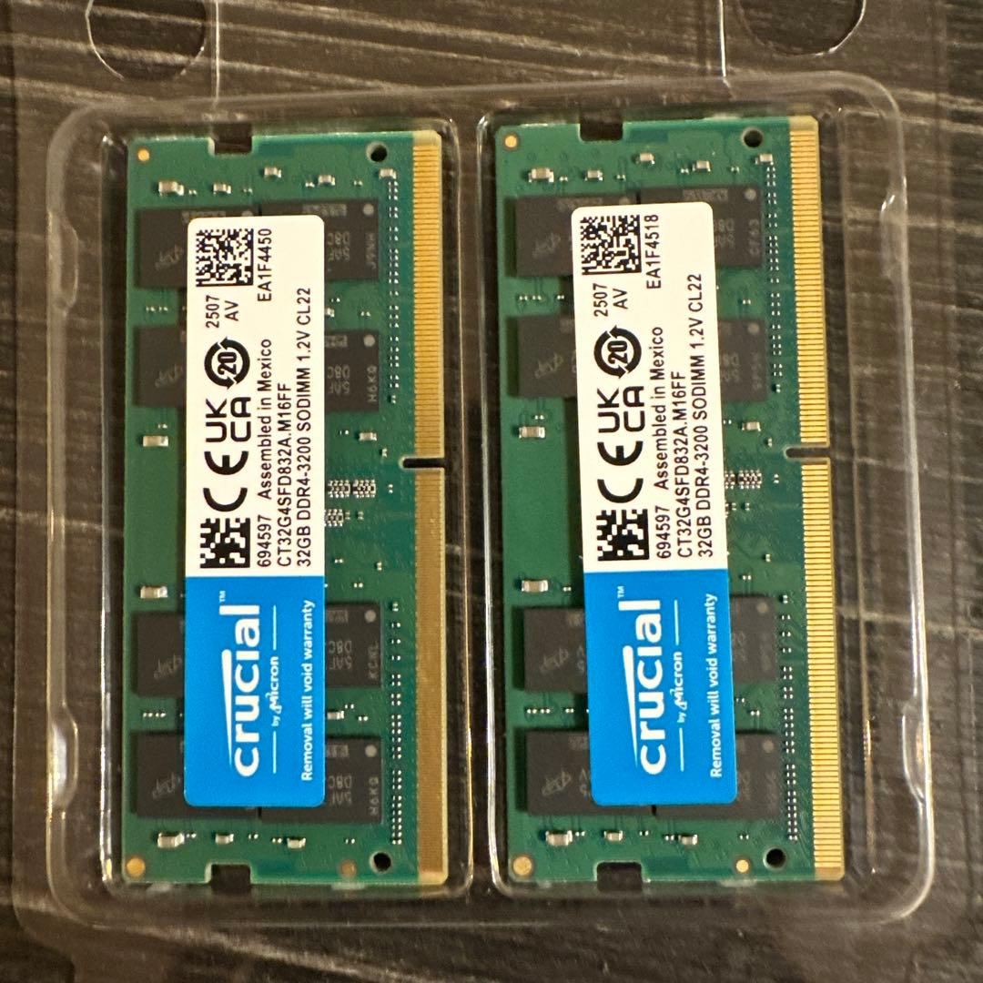 メモリー Crucial DDR4-3200 64GB sodimm (2x32GB)