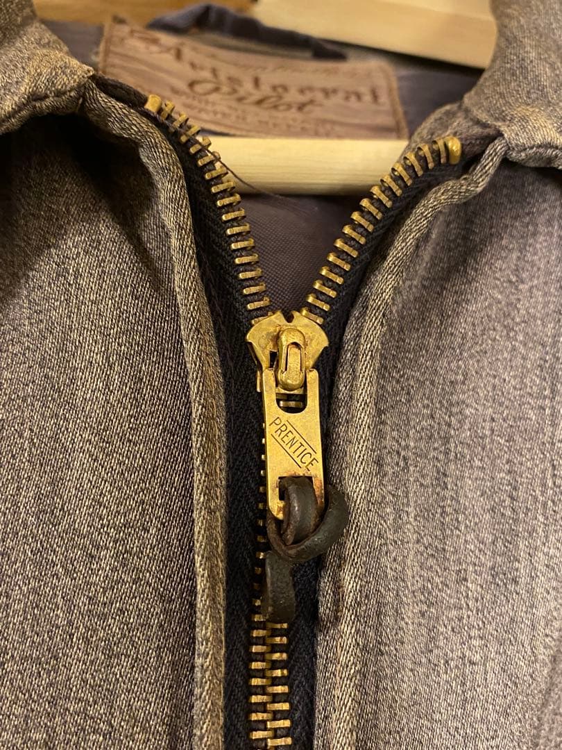 Vintage 50s レーヨンギャバジンジャケット　グレー　黒