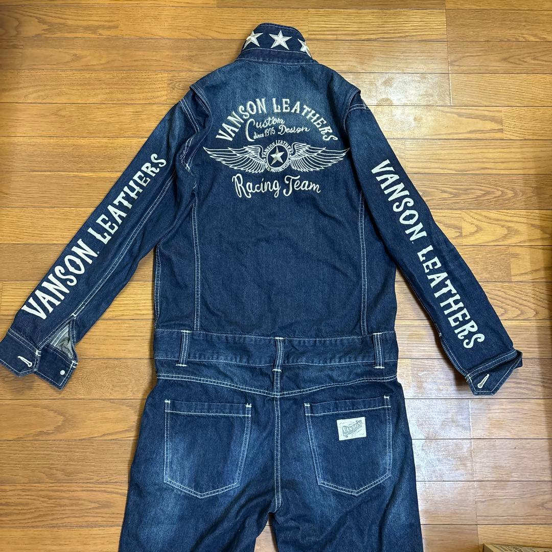 VANSON LEATHERS ダークデニムオーバーオールつなぎ