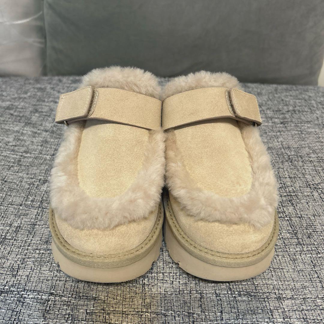 【公式購入】 UGG ベージュ ファー付き 厚底 スリッポン 2wey