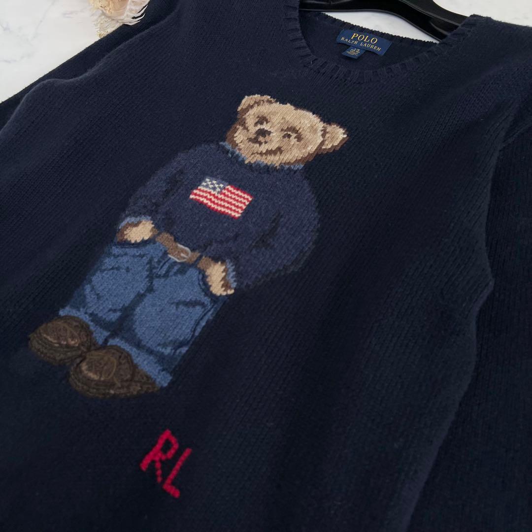 POLO RALPH LAUREN ポロベア 星条旗 コットン ニット セーター