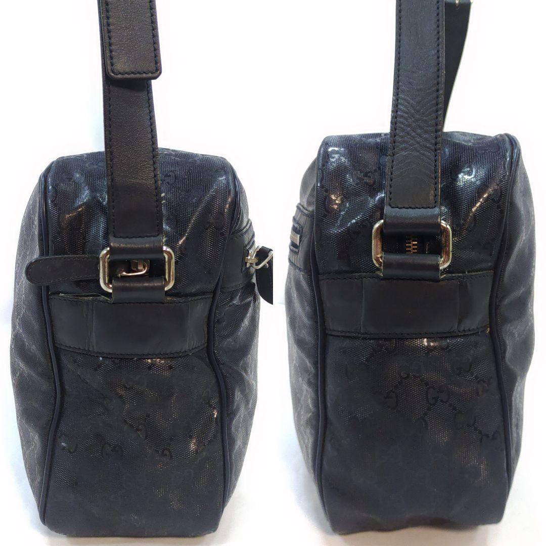 グッチ ショルダーバッグ PVC レザー A4可 GG柄 ネイビー