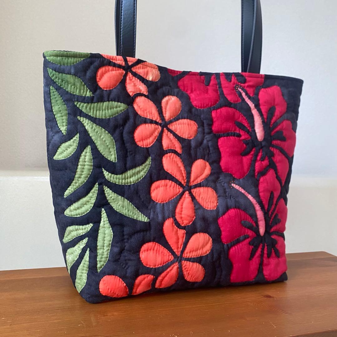 ハワイアンキルト◆トートバッグ◆ハイビスカス◆プルメリア◆ハンドメイド