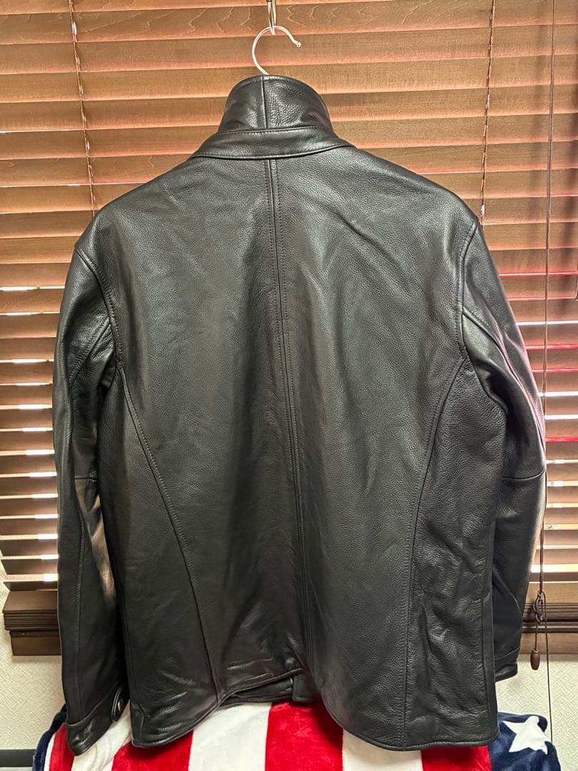 【ガス】　　レザーカーコート　ポリスマンジャケット　ブラック　新品　L