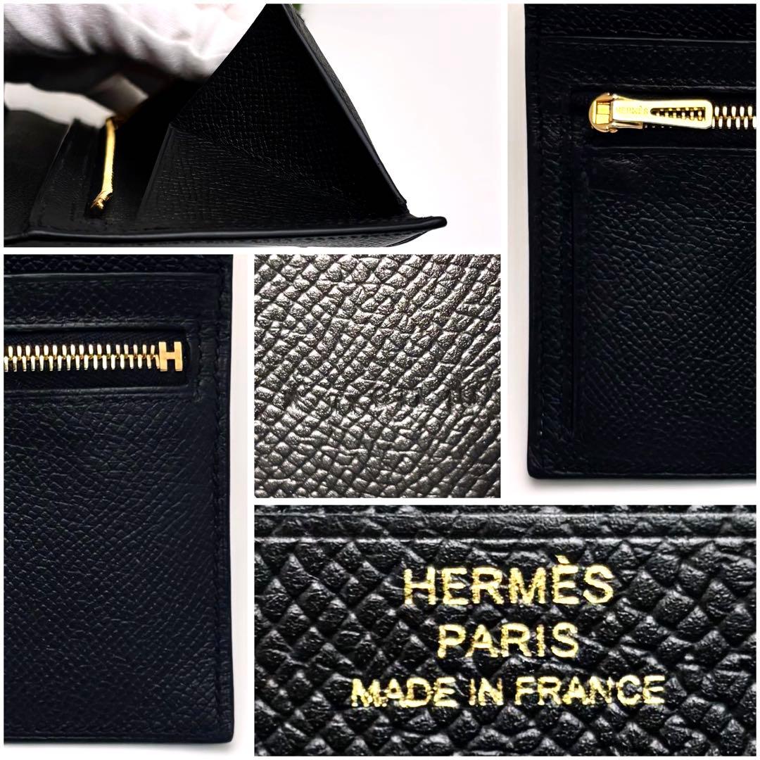 HERMES エルメス べアン スフレ 長財布 黒 ブラック ゴールド金具