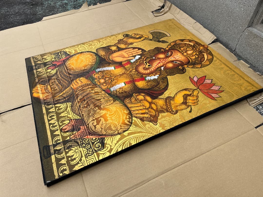 バリ島絵画 鳥 絵画 +ガネーシャ バリアート2点 大型