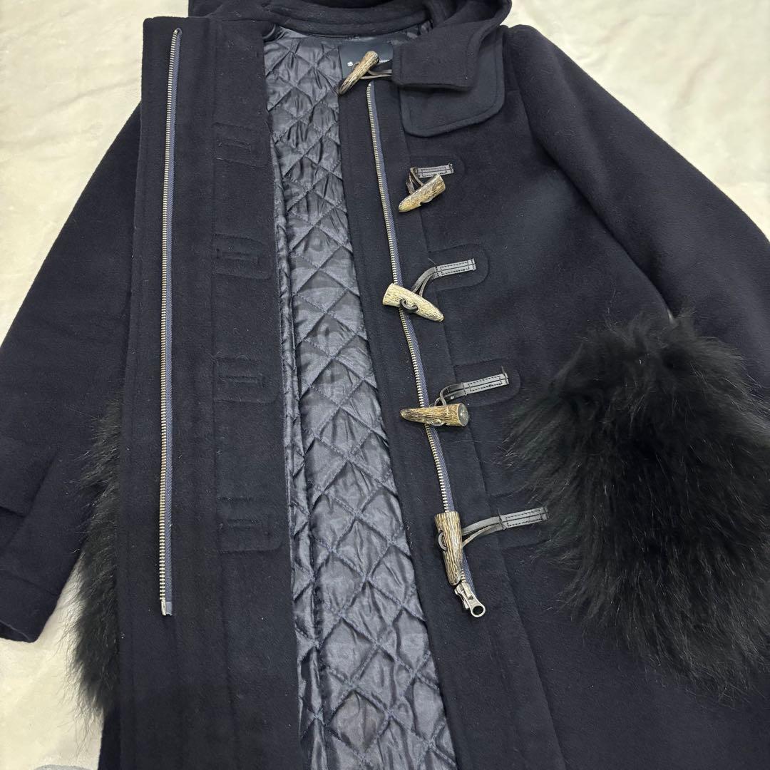 ボーダーズアットバルコニー ダッフルコート　カシミヤ混　ネイビー