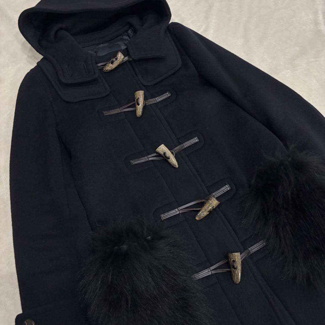 ボーダーズアットバルコニー ダッフルコート　カシミヤ混　ネイビー