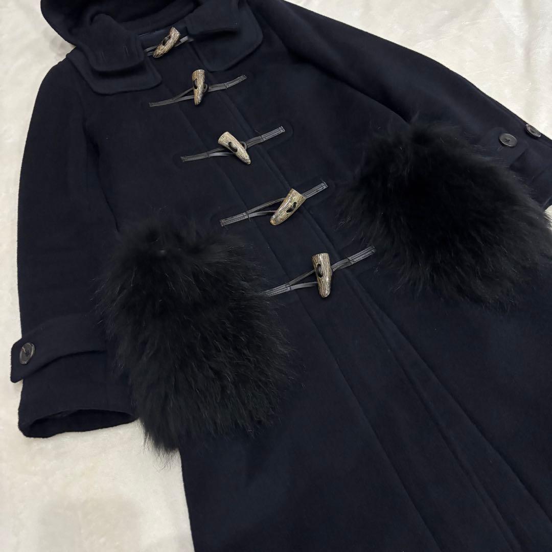 ボーダーズアットバルコニー ダッフルコート　カシミヤ混　ネイビー