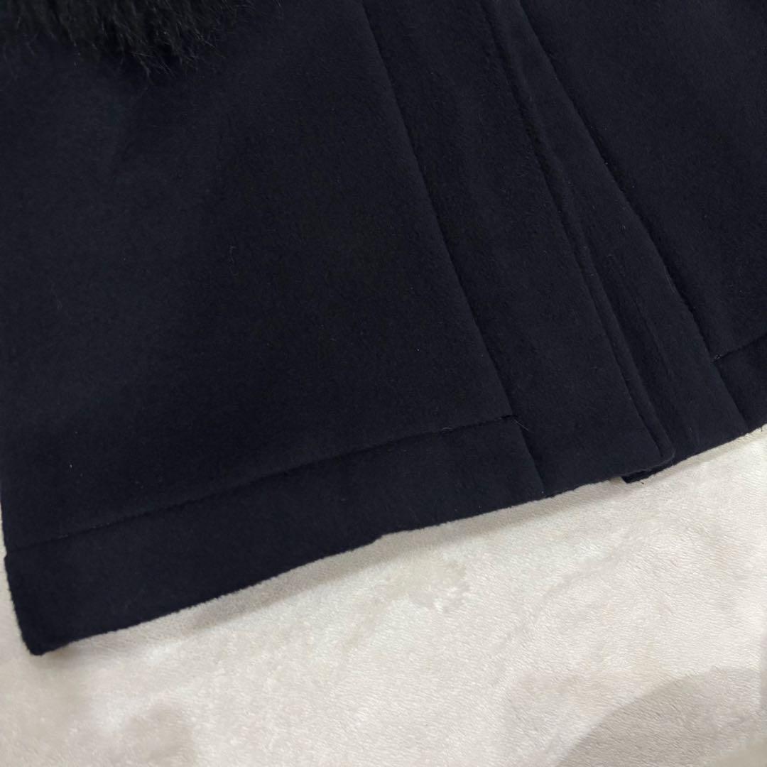 ボーダーズアットバルコニー ダッフルコート　カシミヤ混　ネイビー