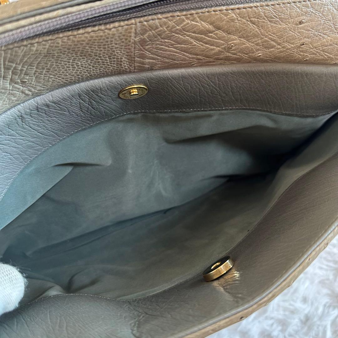 美品✨オーストリッチ ボストンバッグ ハンドバッグ JRA カーキ