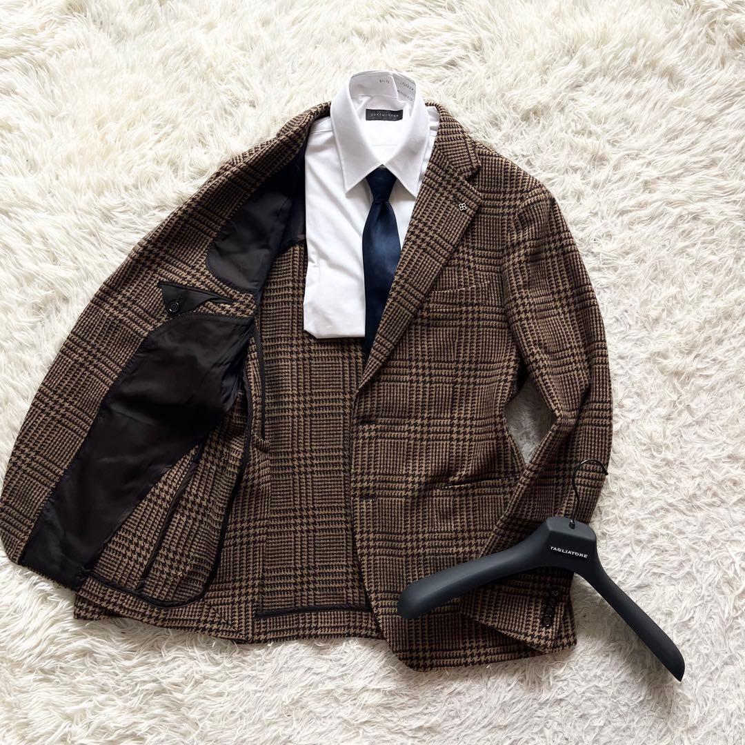 <極美品>TAGLIATORE ×ブリッラ ブラウン ウール ジャケット 50