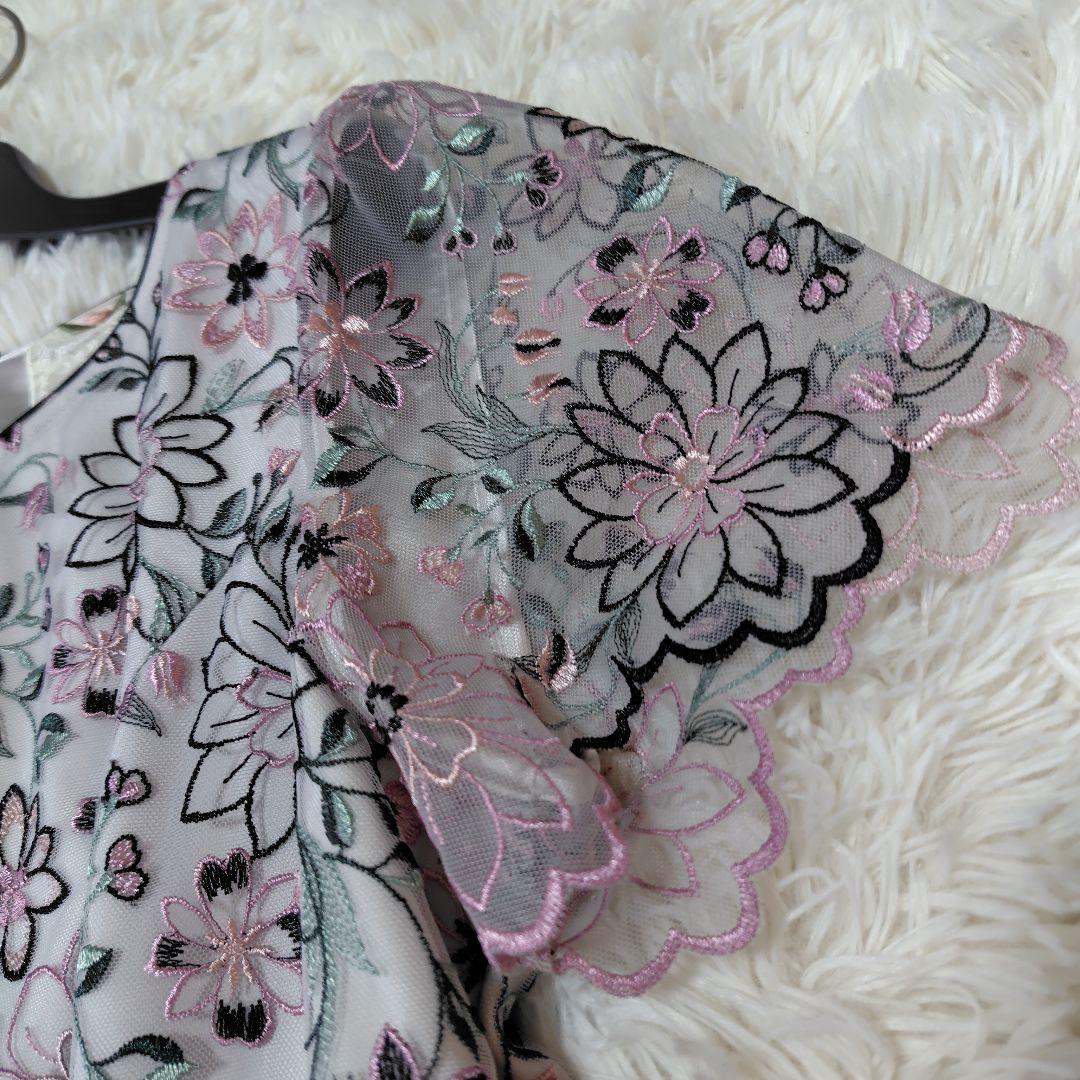 【極美品♡希少42】ローズティアラジュエル　高級フラワーチュール刺繍ワンピース