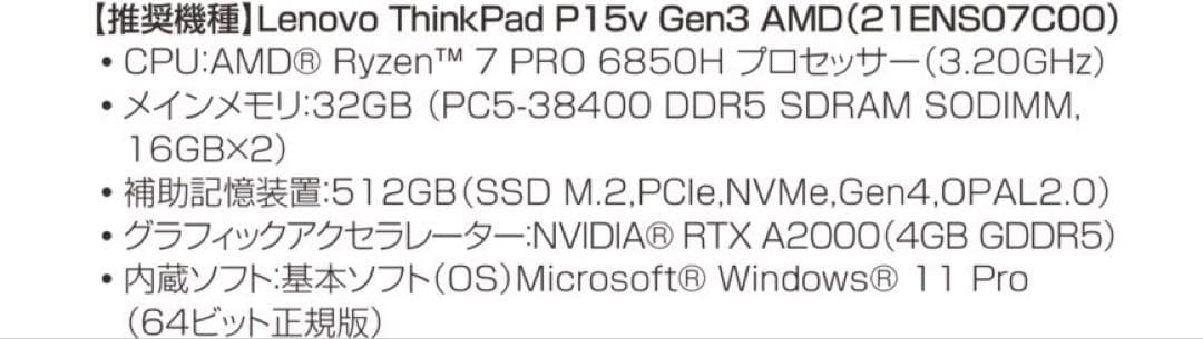 Windowsノート本体 Lenovo ThinkPad P15v Gen 3