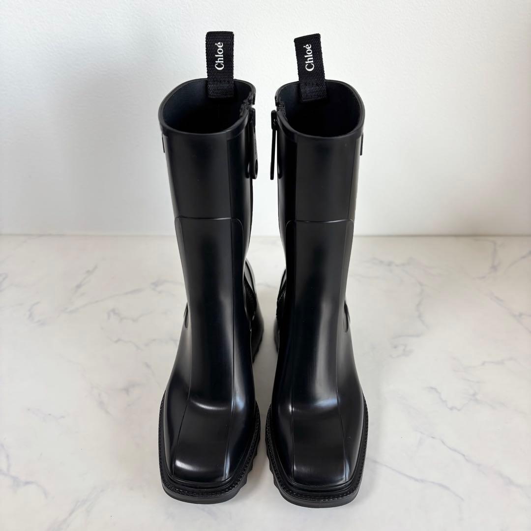 極美品 クロエ 35 BETTY ベティ レインブーツ 防水 長靴 ブラック