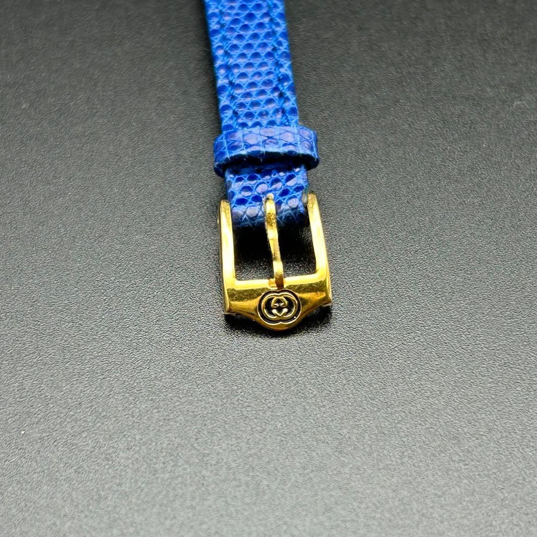 美品 GUCCI シェリーライン 青ベゼル クォーツ 電池交換済 腕時計 箱付