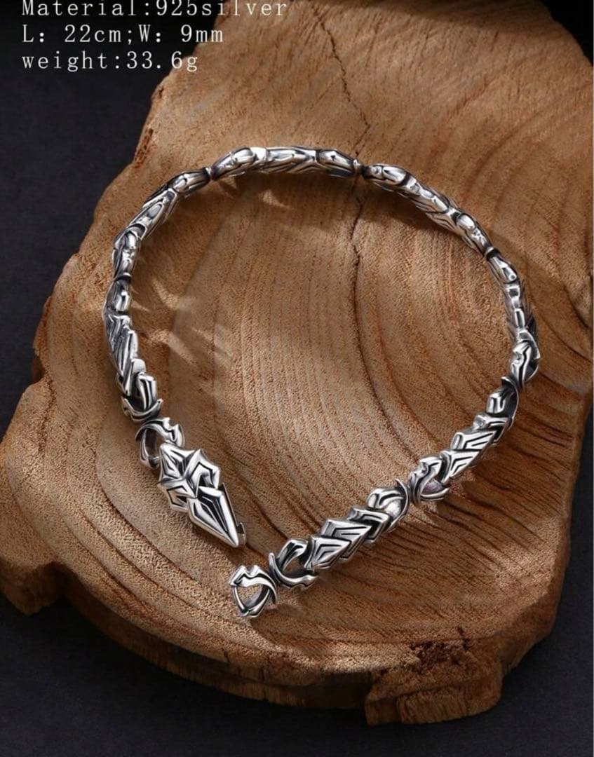 925スターリングシルバー レトロ＆ディストレストスタイルの 新しいブレスレット