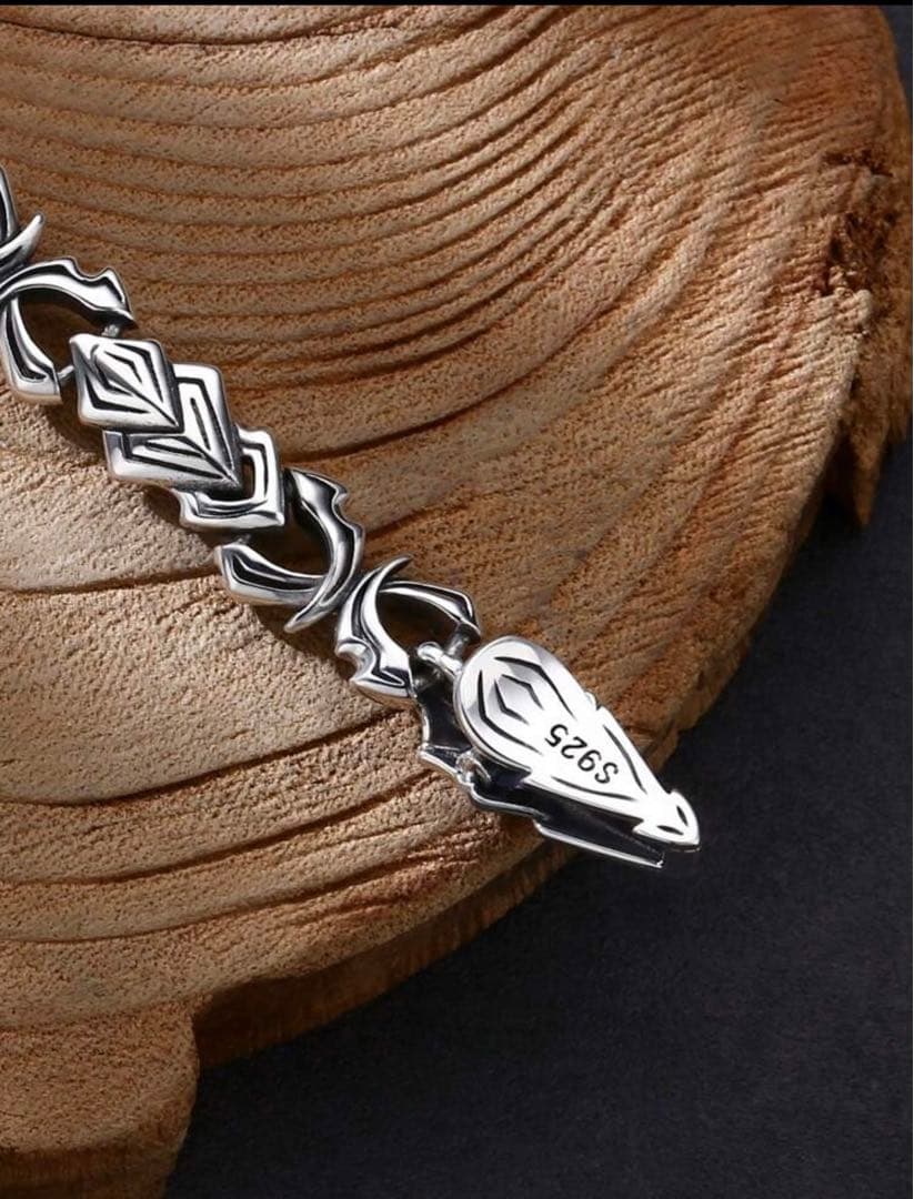 925スターリングシルバー レトロ＆ディストレストスタイルの 新しいブレスレット