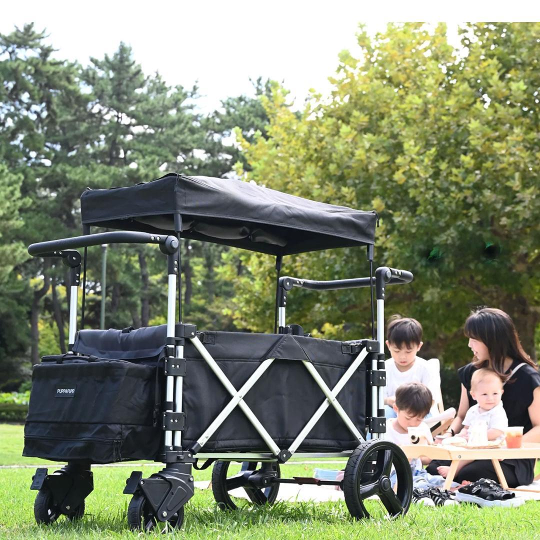 折りたたみガーデンカート B-07キャノピー付き耐荷重120kgブルー