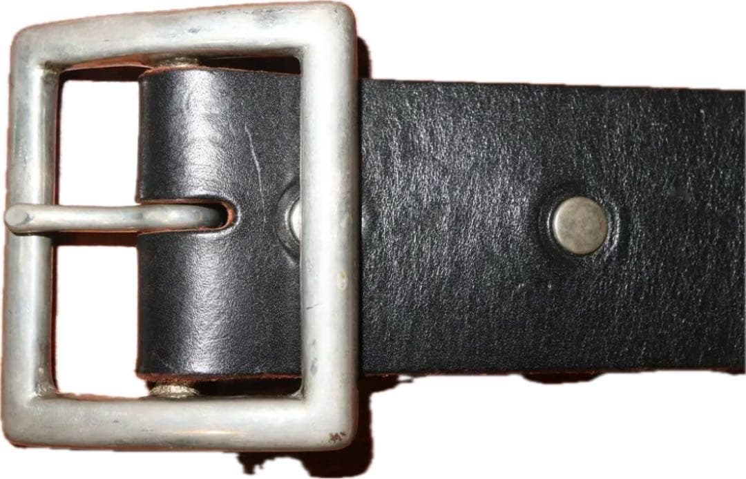 HTC　茶芯レザー　フラワースタッズベルト　32 ブラック 【美品】