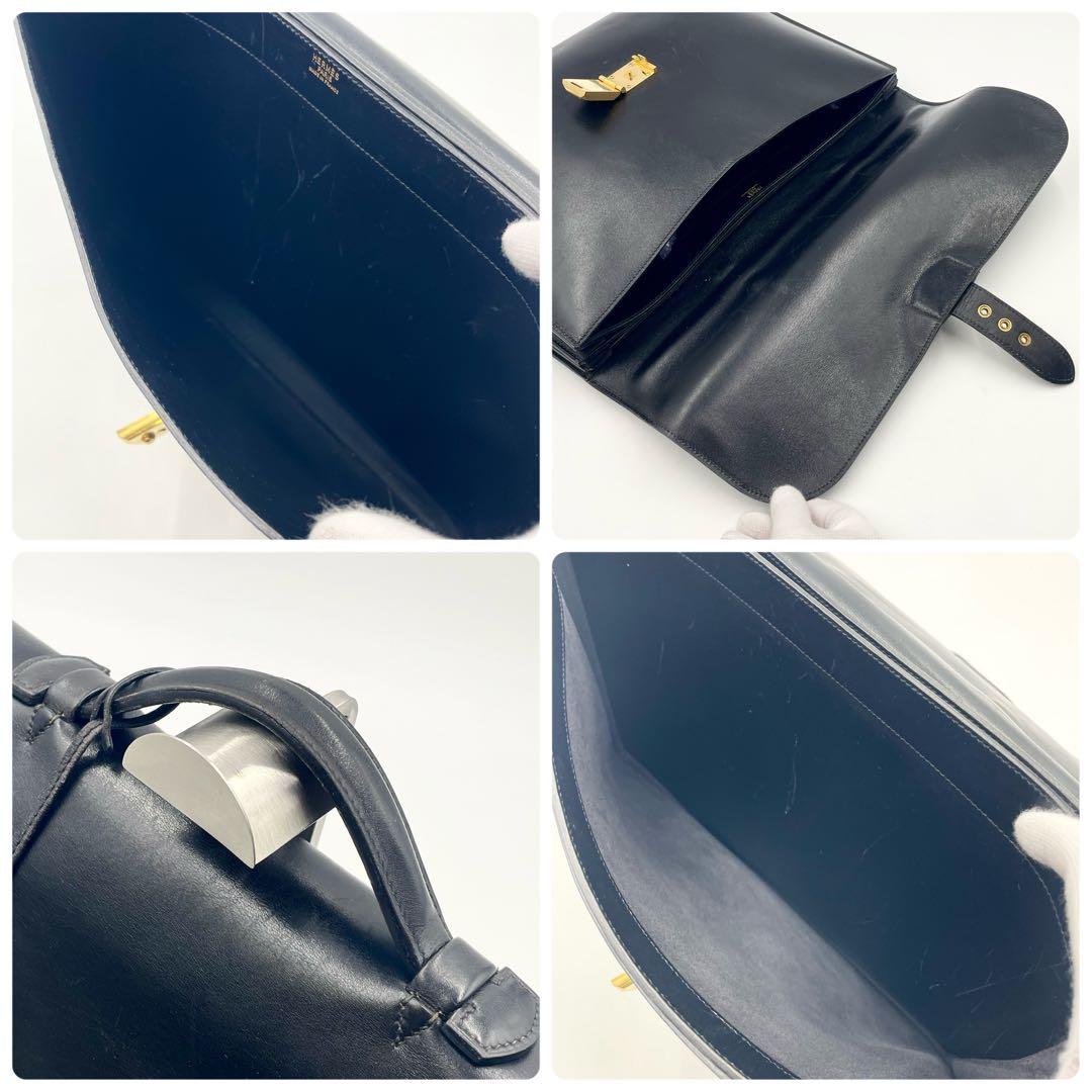 HERMES エルメス サックアデペッシュ41 ボックスカーフ ビジネスバッグ黒