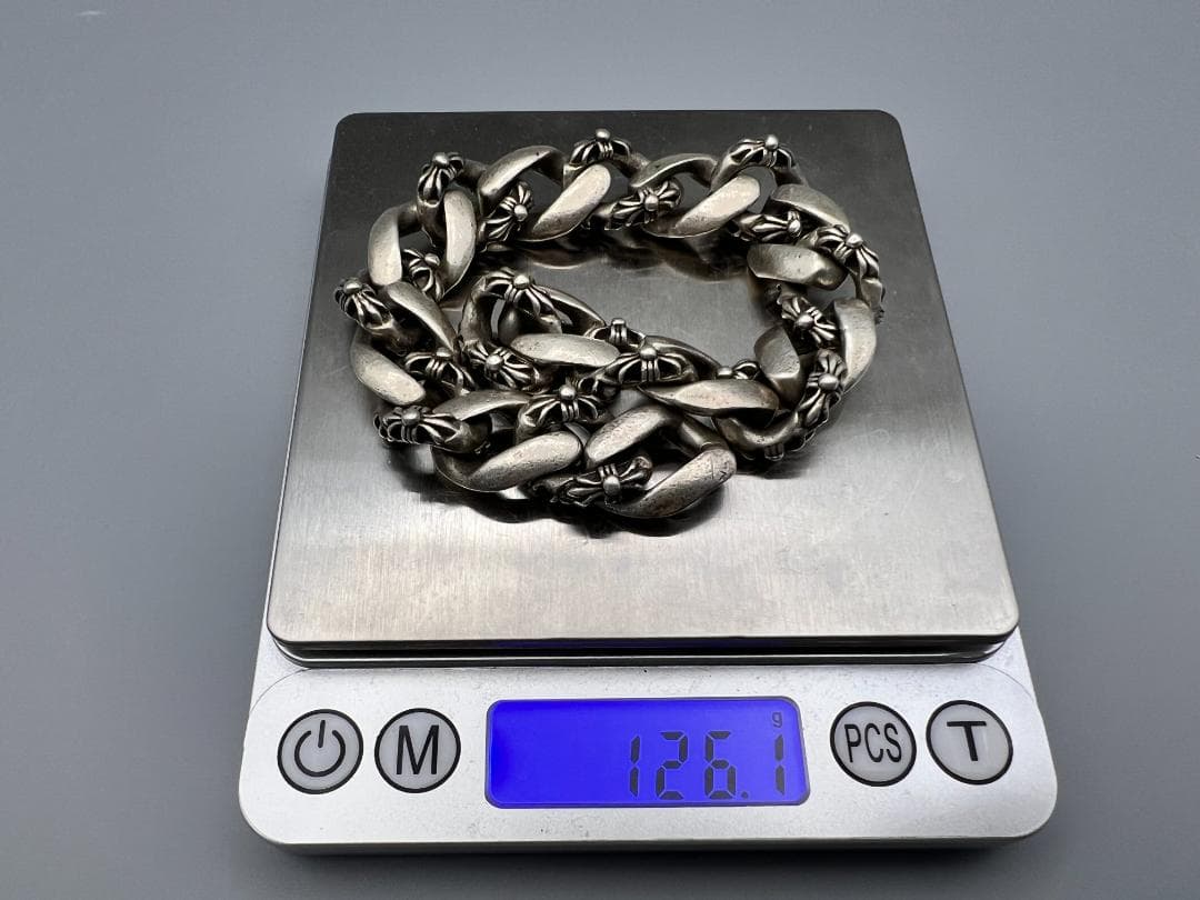 銀製　プレスレットチェーン　留め具なし　メンズ用　重量約126g
