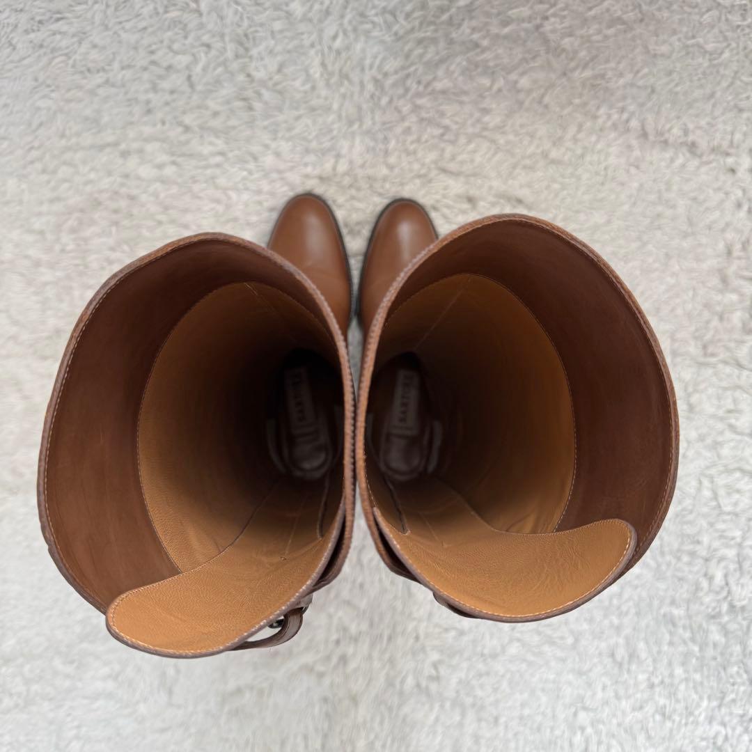 未使用級/EU36 SARTORE サルトル ジョッキーブーツ クロスバック 茶