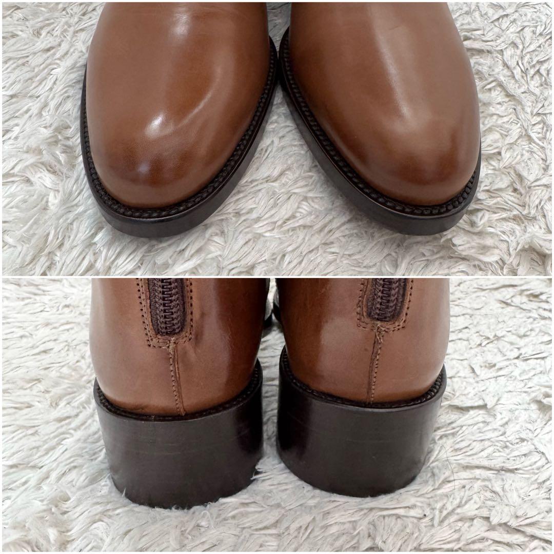 未使用級/EU36 SARTORE サルトル ジョッキーブーツ クロスバック 茶