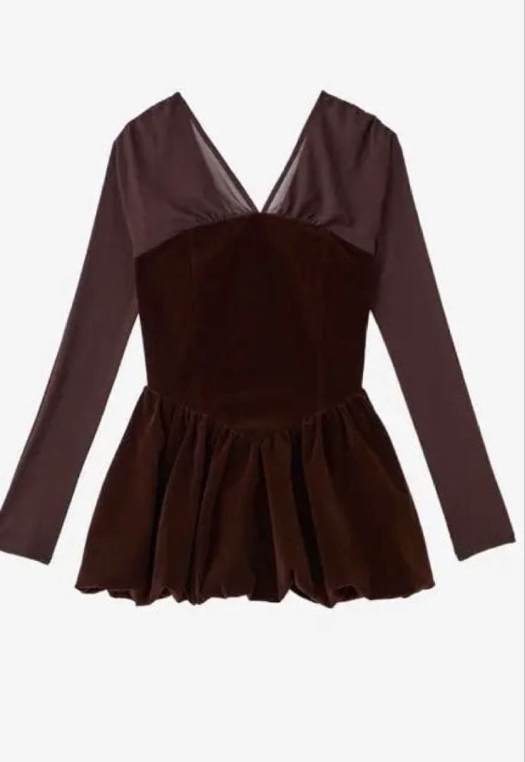 poláura ベロアビスチェバルーントップス　ブラウン