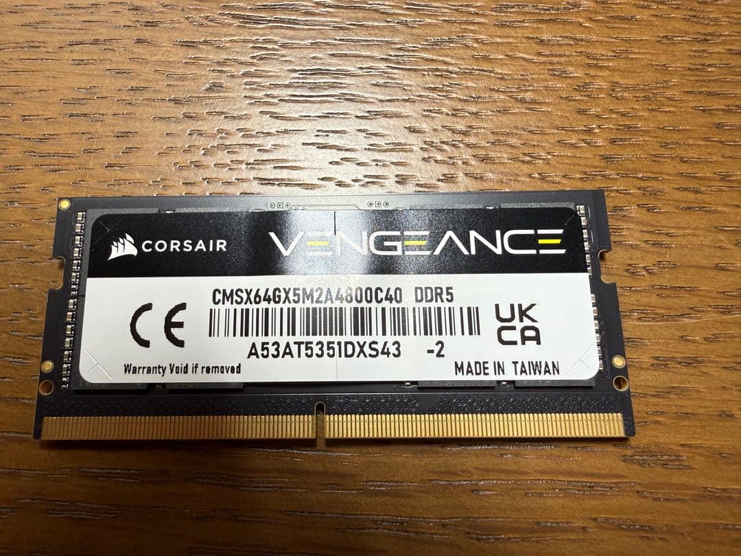 美品VENGEANCE SODIMM DDR5メモリ－32GB1枚4800MHz