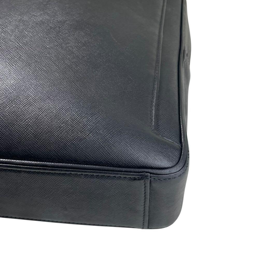 【美品】バーバリー ビジネスバッグ サフィアーノレザー ブラック A4可