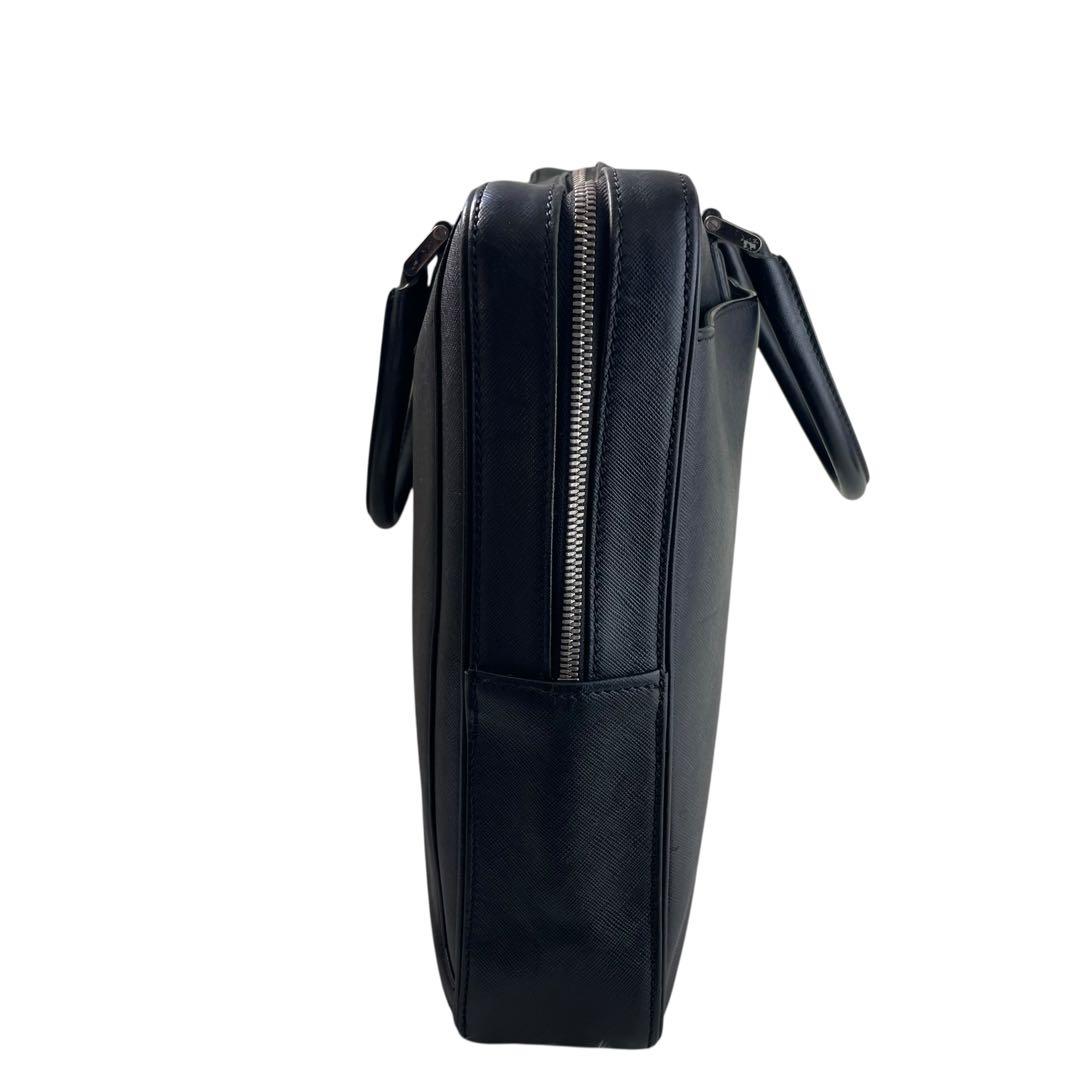 【美品】バーバリー ビジネスバッグ サフィアーノレザー ブラック A4可