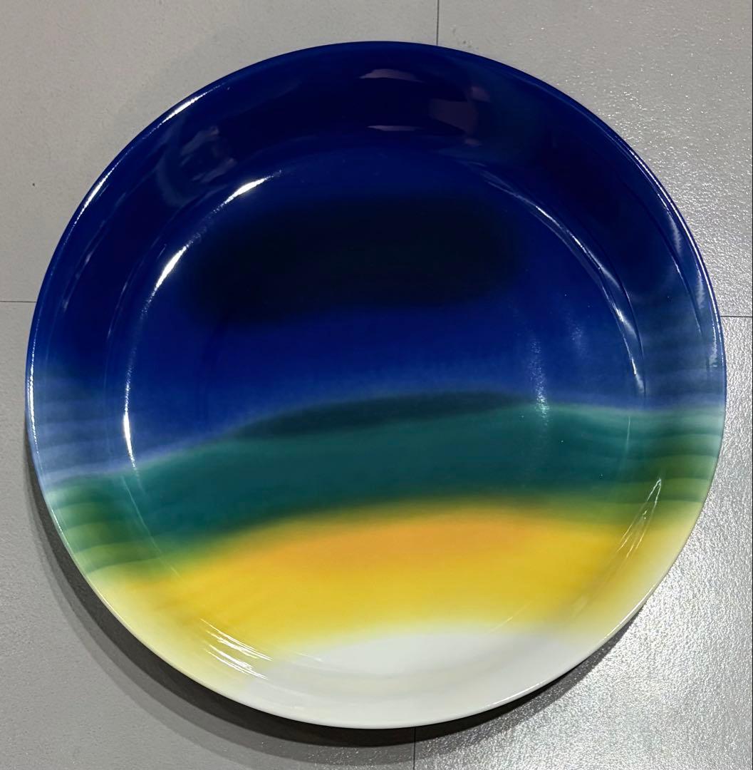 【新品未使用】九谷焼 人間国宝三代目徳田八十吉意匠 絵皿　「旭光色絵皿」