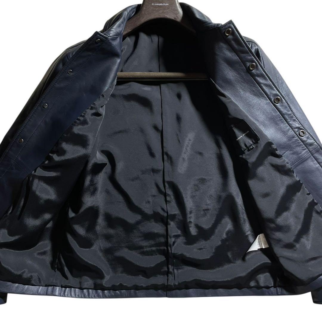 極美品】ジョゼフオム JOSEPH HOMME レザージャケット 羊革 ネイビー