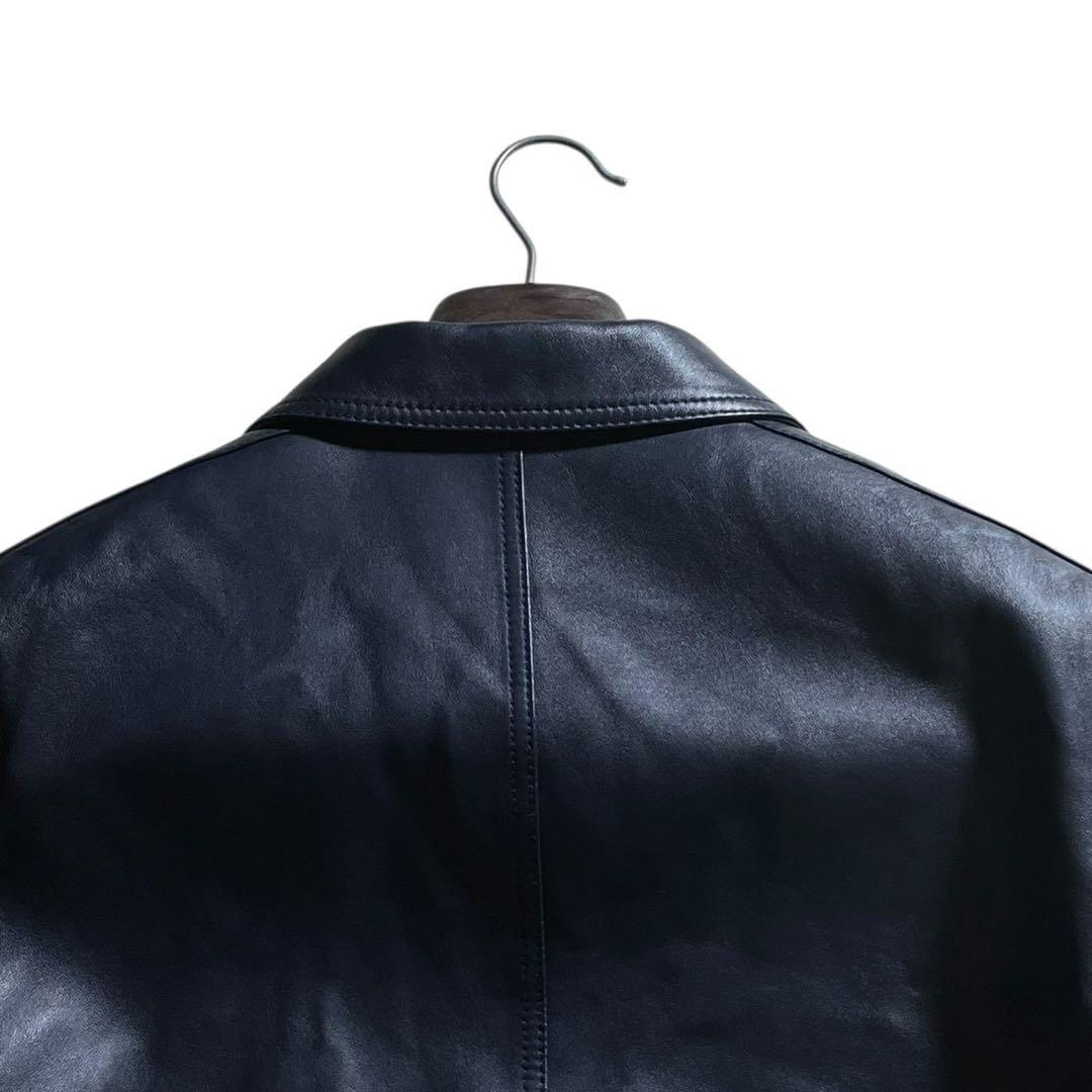 極美品】ジョゼフオム JOSEPH HOMME レザージャケット 羊革 ネイビー