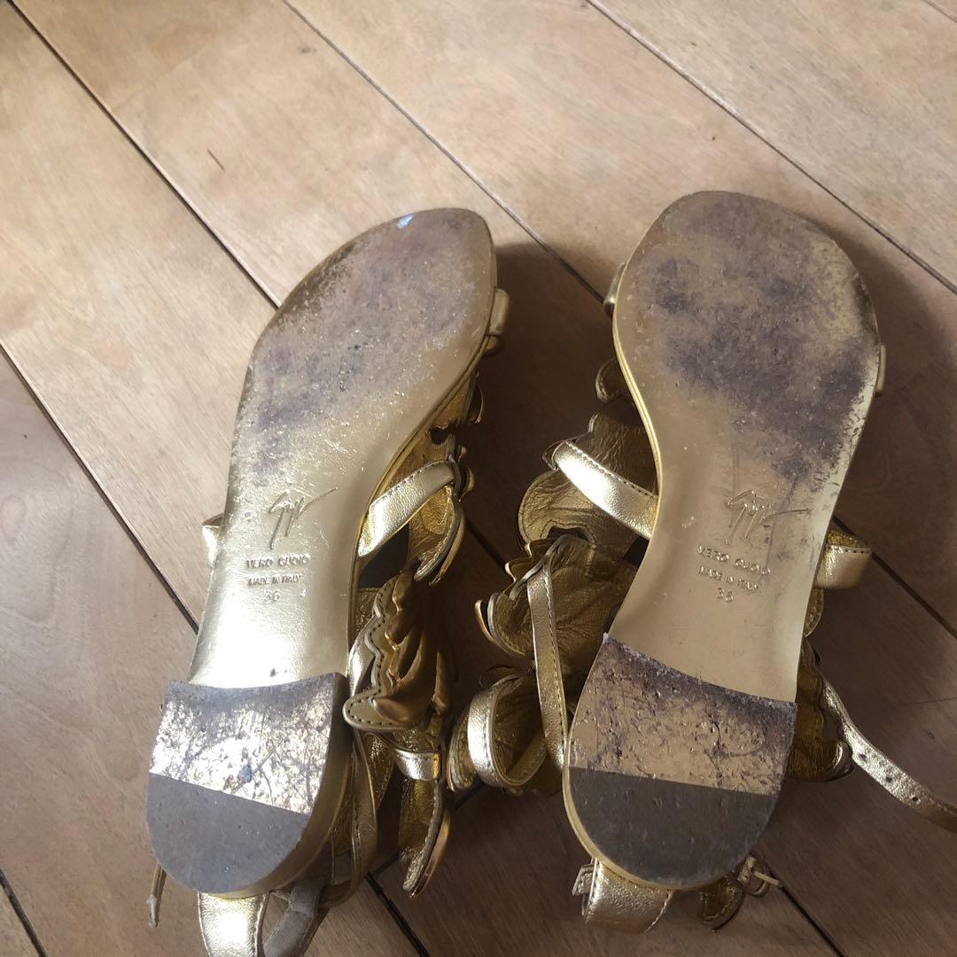 Giuseppe Zanotti ゴールドサンダル36定価205000