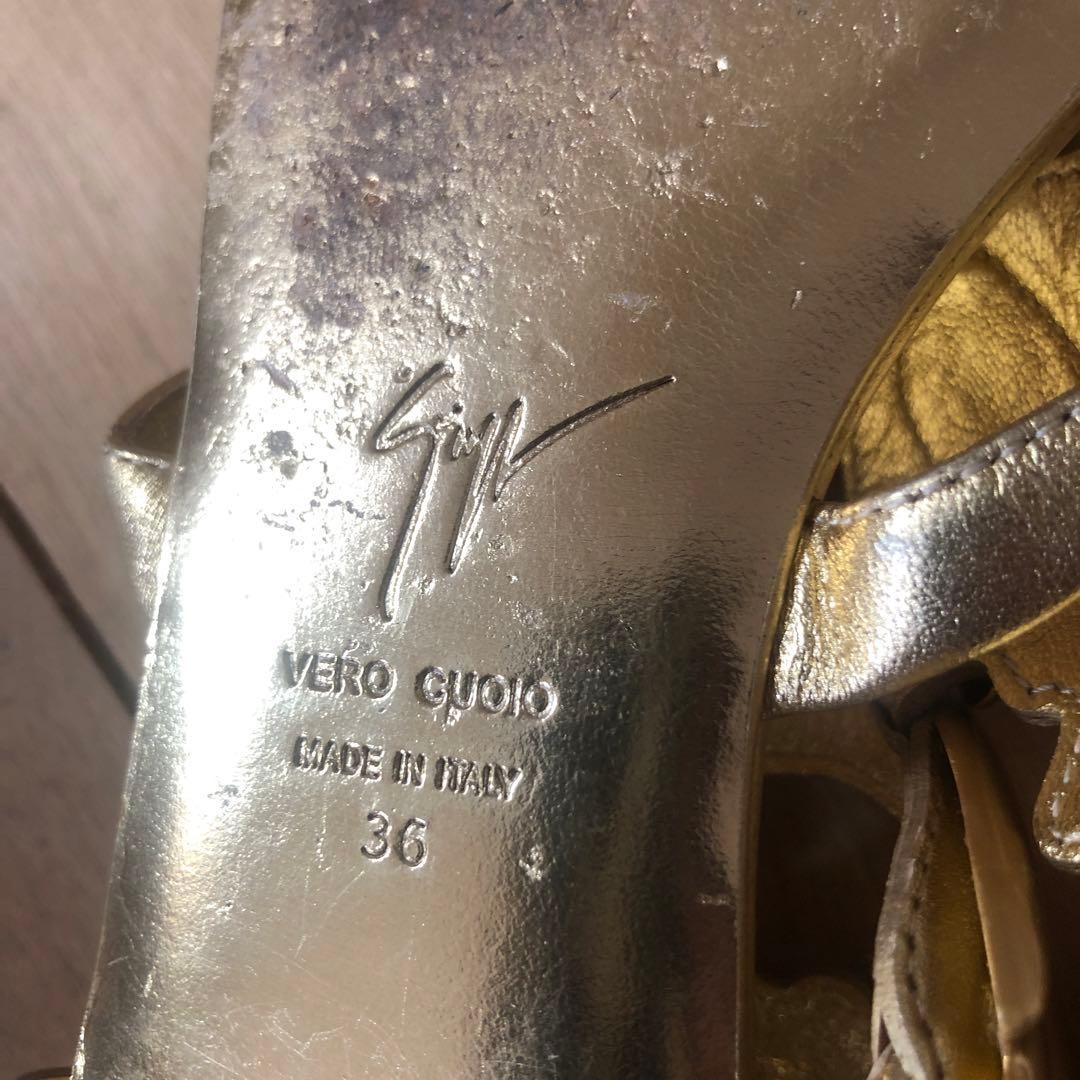 Giuseppe Zanotti ゴールドサンダル36定価205000