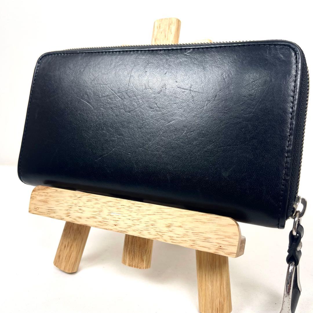 ラルフローレン　長財布　ラウンドファスナー　ビッグロゴ　型押しエンボス　レザー